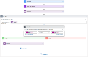 Screenshot from Azure Portal showing a window to define a condition