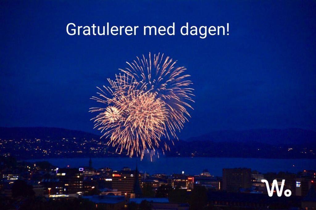 Fyrverkeri med teksten Gratulerer med dagen